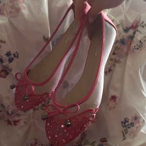 Pink Flats• Pink Lace Detailing•